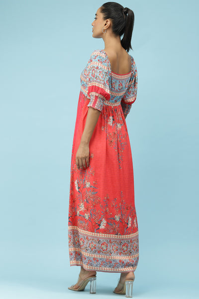 label ritu kumar Pink Floral Printed Maxi Dress western  designer wear online shopping melange singapore