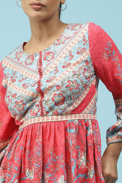 label ritu kumar Pink Floral Printed Top western  designer wear online shopping melange singapore
