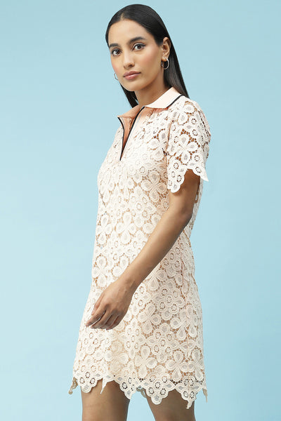 label ritu kumar Pink Schiffli Polo T-Shirt Dress With Camisole western  designer wear online shopping melange singapore
