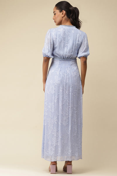 label ritu kumar Powder Blue Jacquard Long Dress western  designer wear online shopping melange singapore