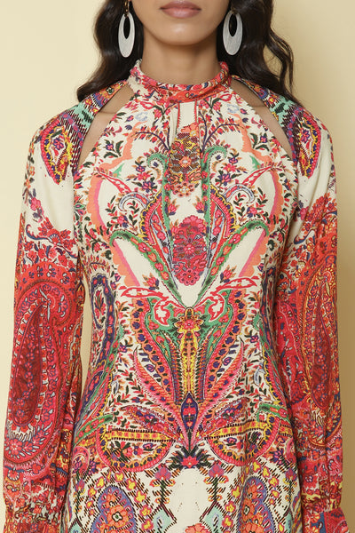 Ritu Kumar - Pink Printed Short Dress - Melange Singapore - Indian Designer Wear Online Shopping