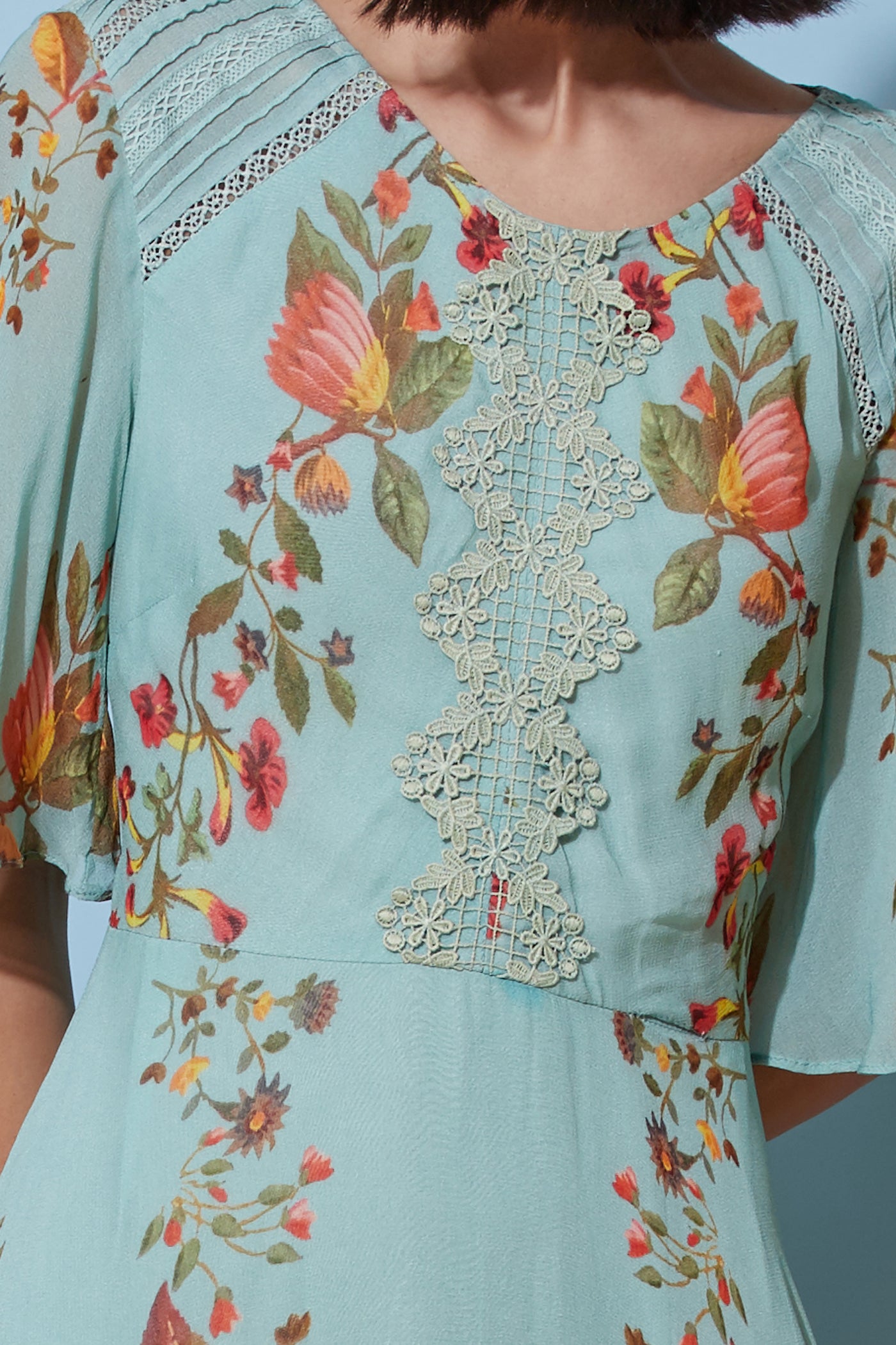 label ritu kumar Mint Floral Long Dress online shopping melange singapore indian designer wear