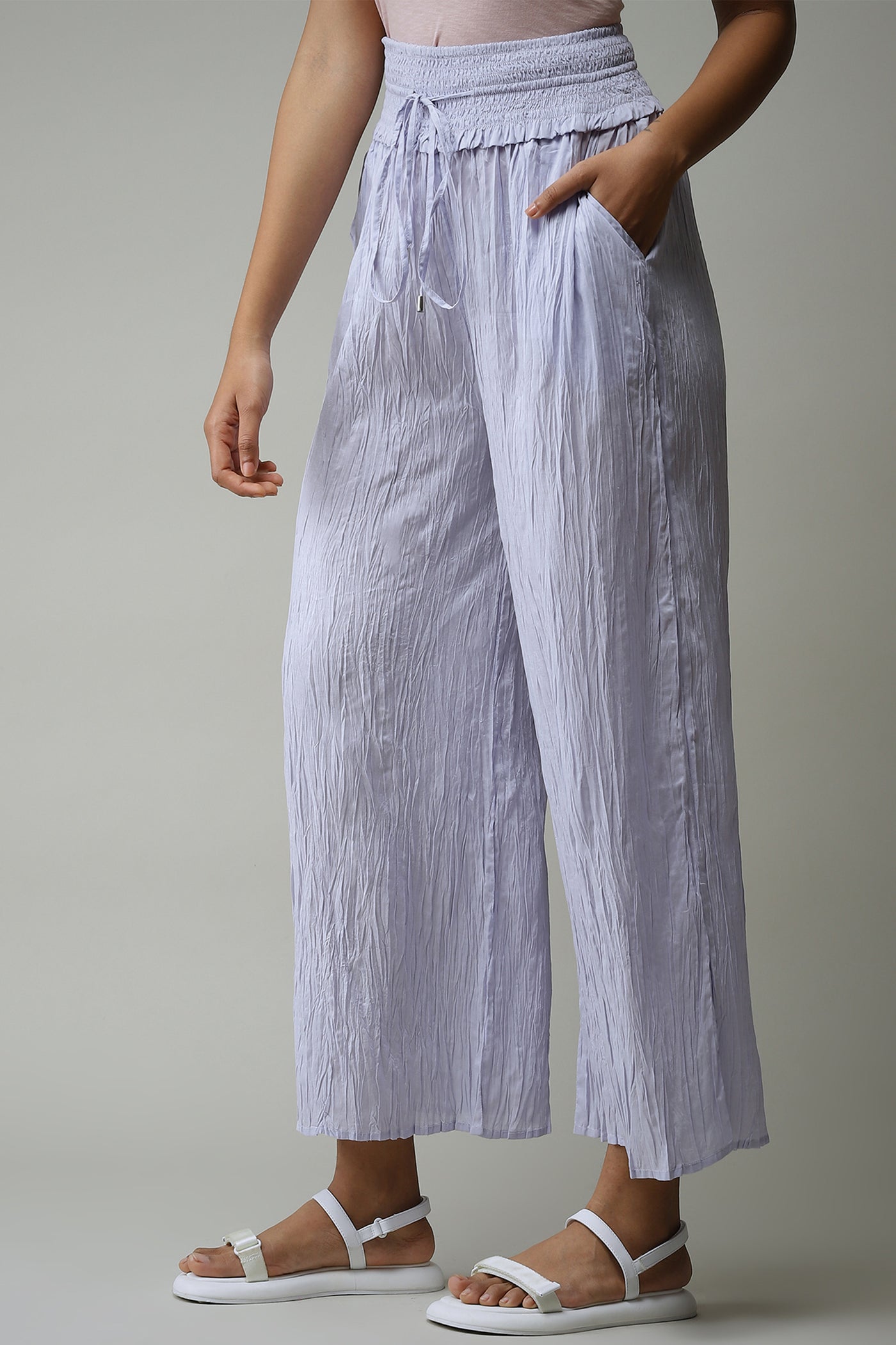 label ritu kumar Lavender Solid Wide Leg Pants western  designer wear online shopping melange singapore