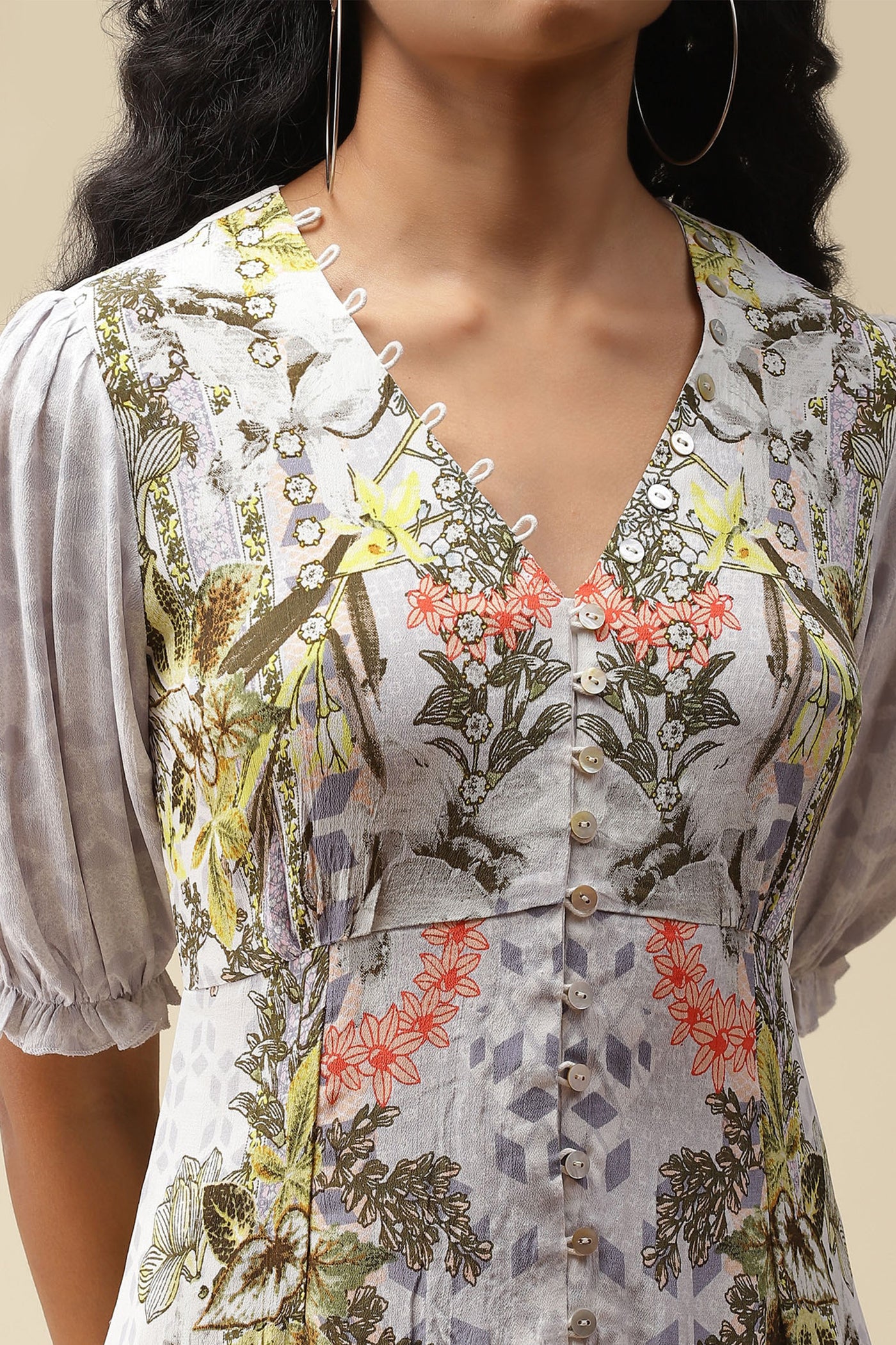 label ritu kumar Blue Printed Midi Dress western  designer wear online shopping melange singapore