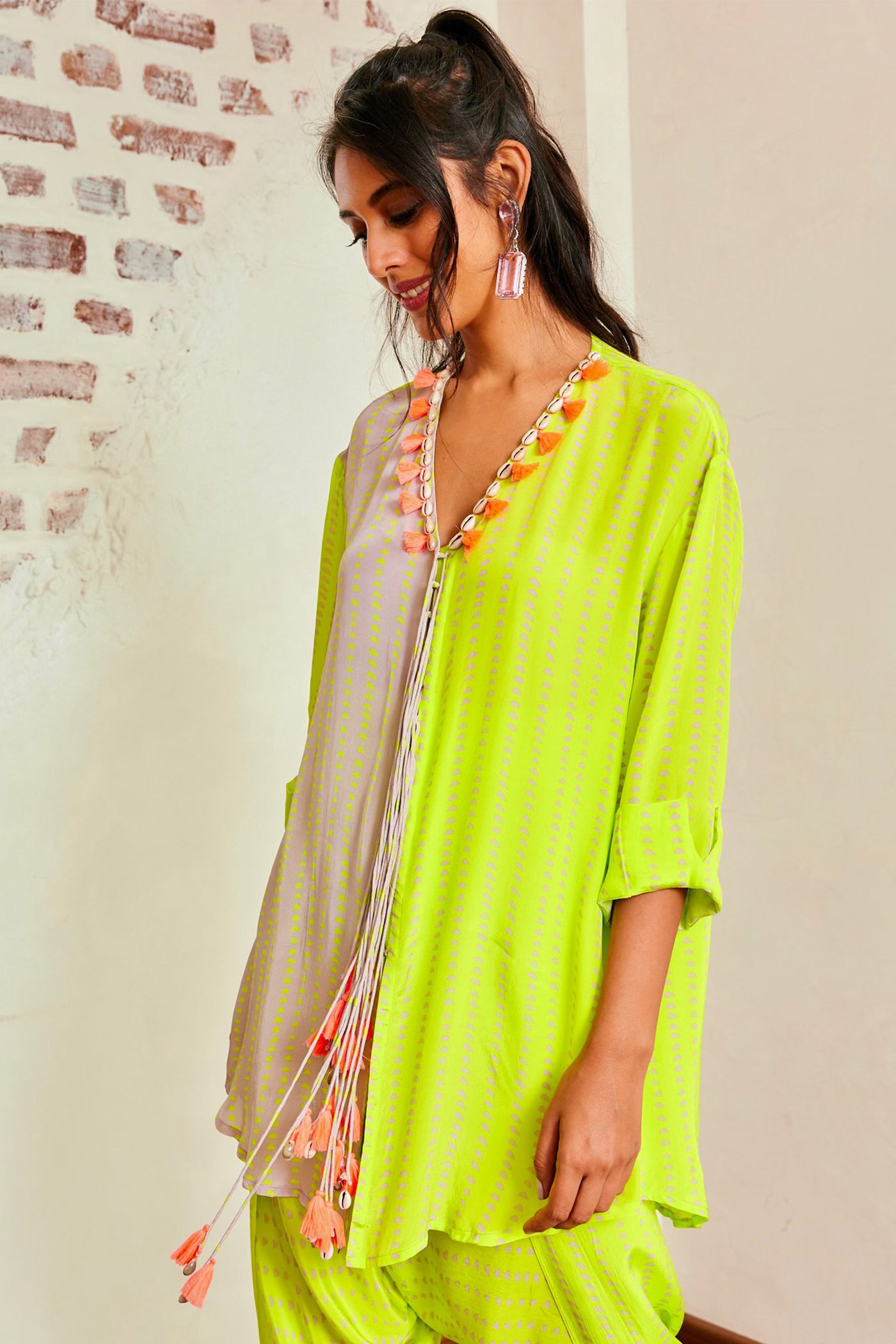 Maison Blu Half And Half Kurti With Tassels And Dhoti online shopping melange singapore indian designer wear