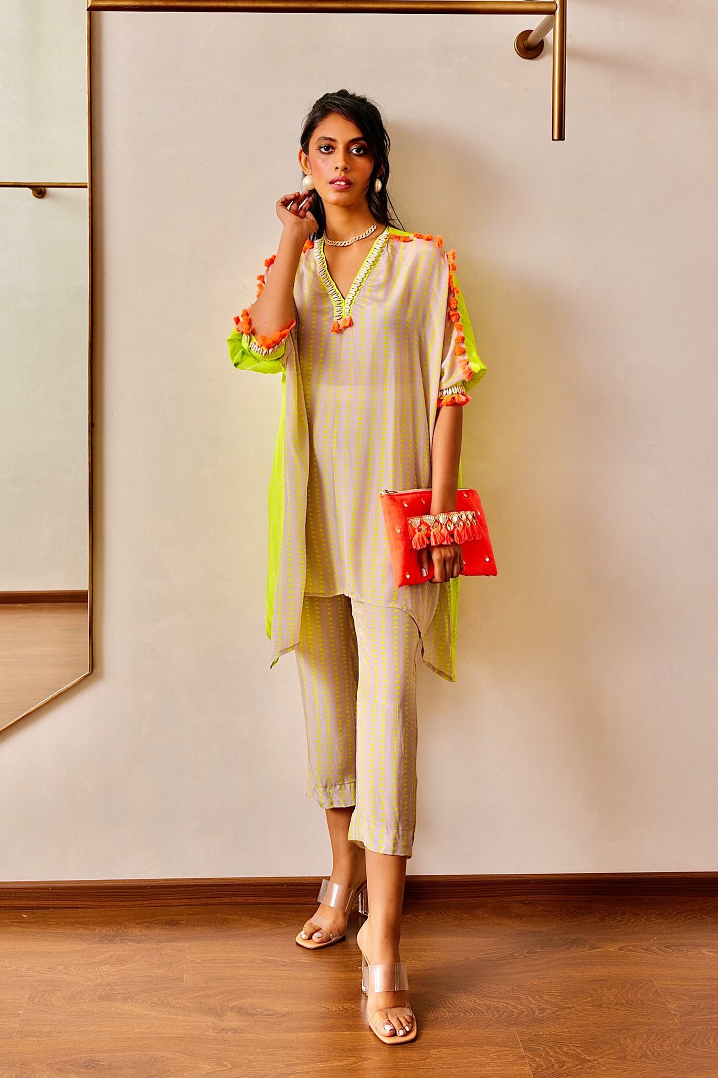 Maison blu Mauve And Green Unifit With Pant online shopping melange singapore indian designer wear