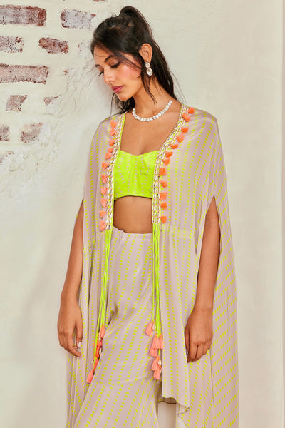 Maison Blu Mauve Shell Cape Sharara Set online shopping melange singapore indian designer wear green