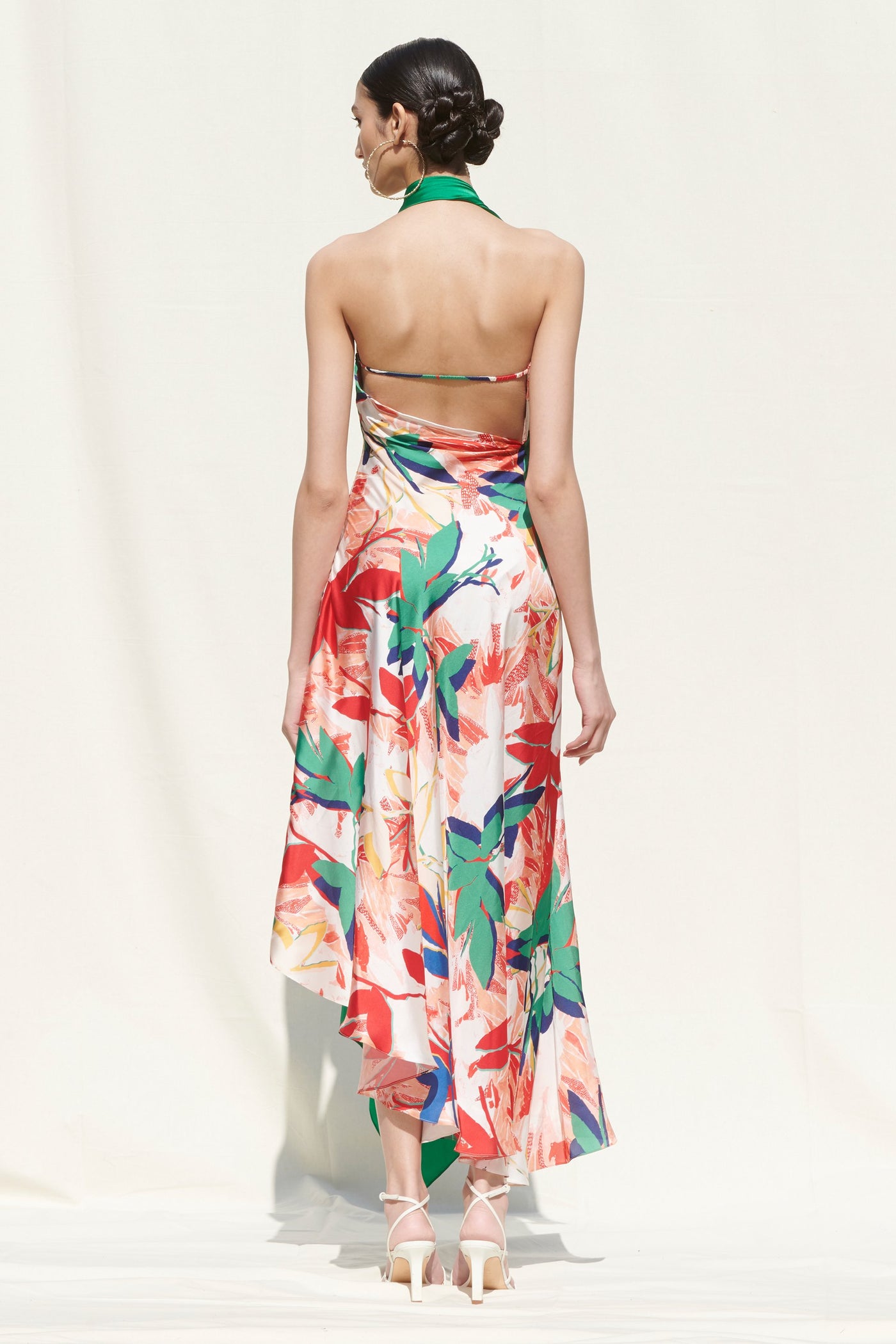 Printed Asymmetrical Drape Dress