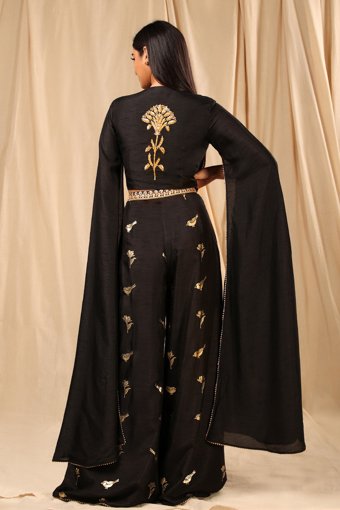 Masaba Black Vintage Fiona Palazzo Set festive fusion indian designer wear online shopping melange singapore