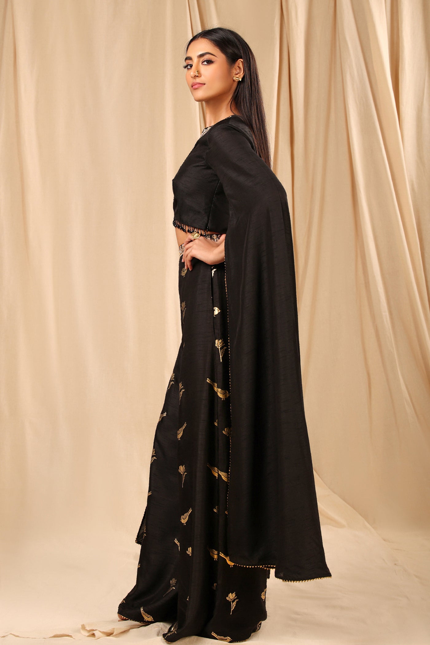 Masaba Black Vintage Fiona Palazzo Set festive fusion indian designer wear online shopping melange singapore