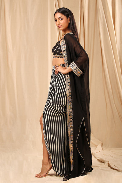 Masaba Black And White Wallflower Cape Set festive indian designer wear online shopping melange singapore