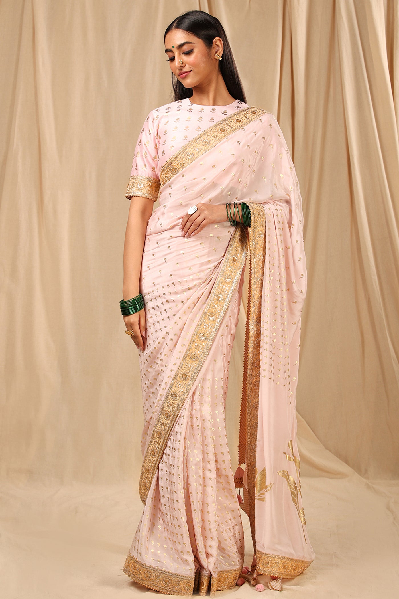 Masaba Baby Pink Wine Garden Saree festive indian designer wear online shopping melange singapore