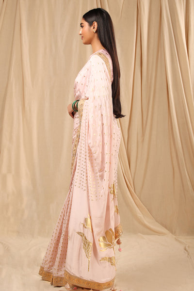 Masaba Baby Pink Wine Garden Saree festive indian designer wear online shopping melange singapore