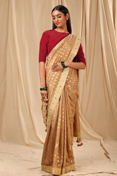 Masaba Beige Lovebird in the Garden Saree festive indian designer wear online shopping melange singapore