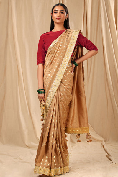 Masaba Beige Lovebird in the Garden Saree festive indian designer wear online shopping melange singapore