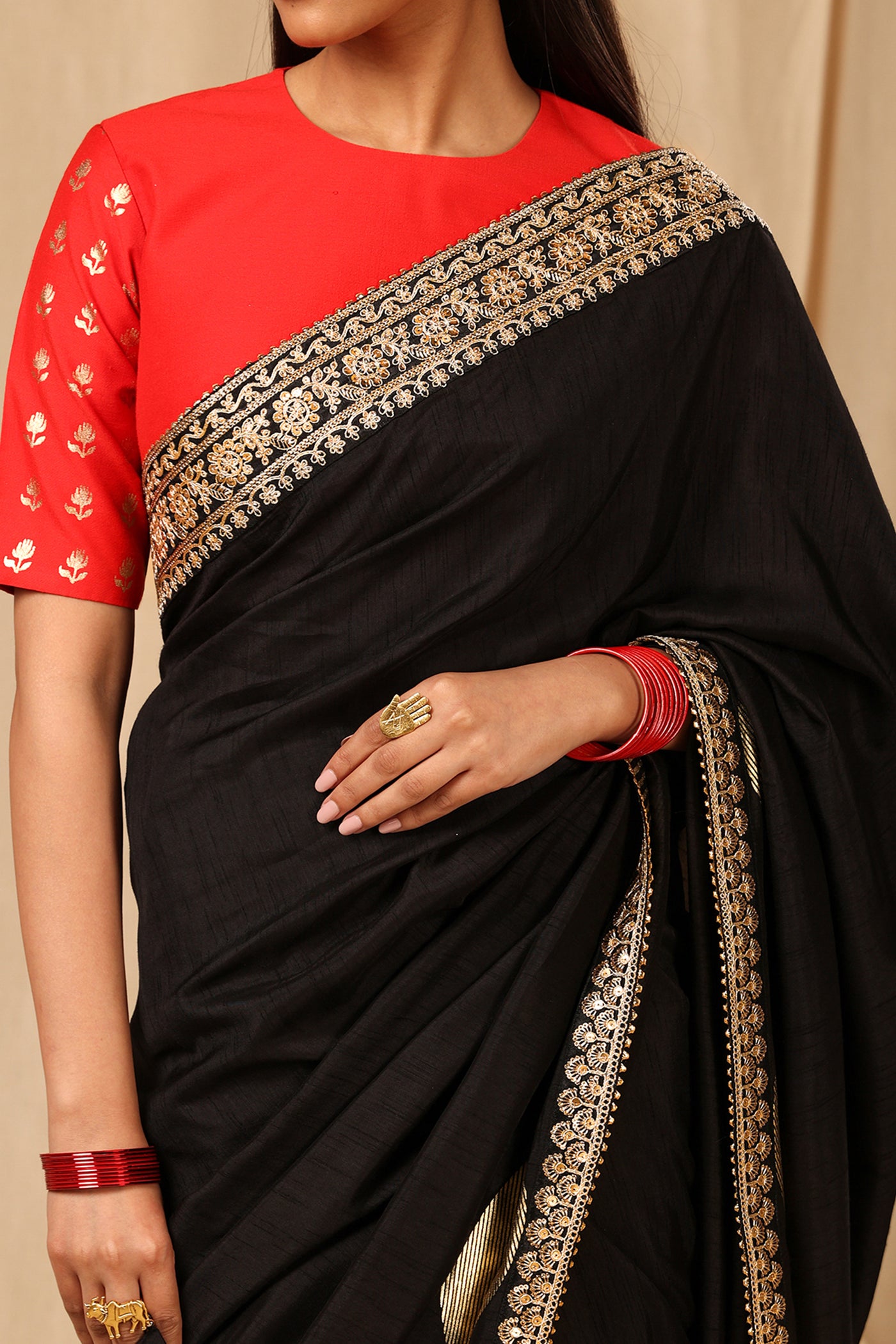 Masaba Black Coco Saree festive indian designer wear online shopping melange singapore