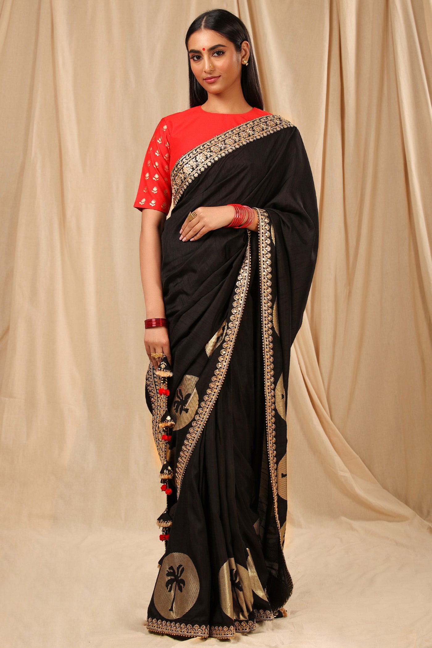 Masaba Black Coco Saree festive indian designer wear online shopping melange singapore