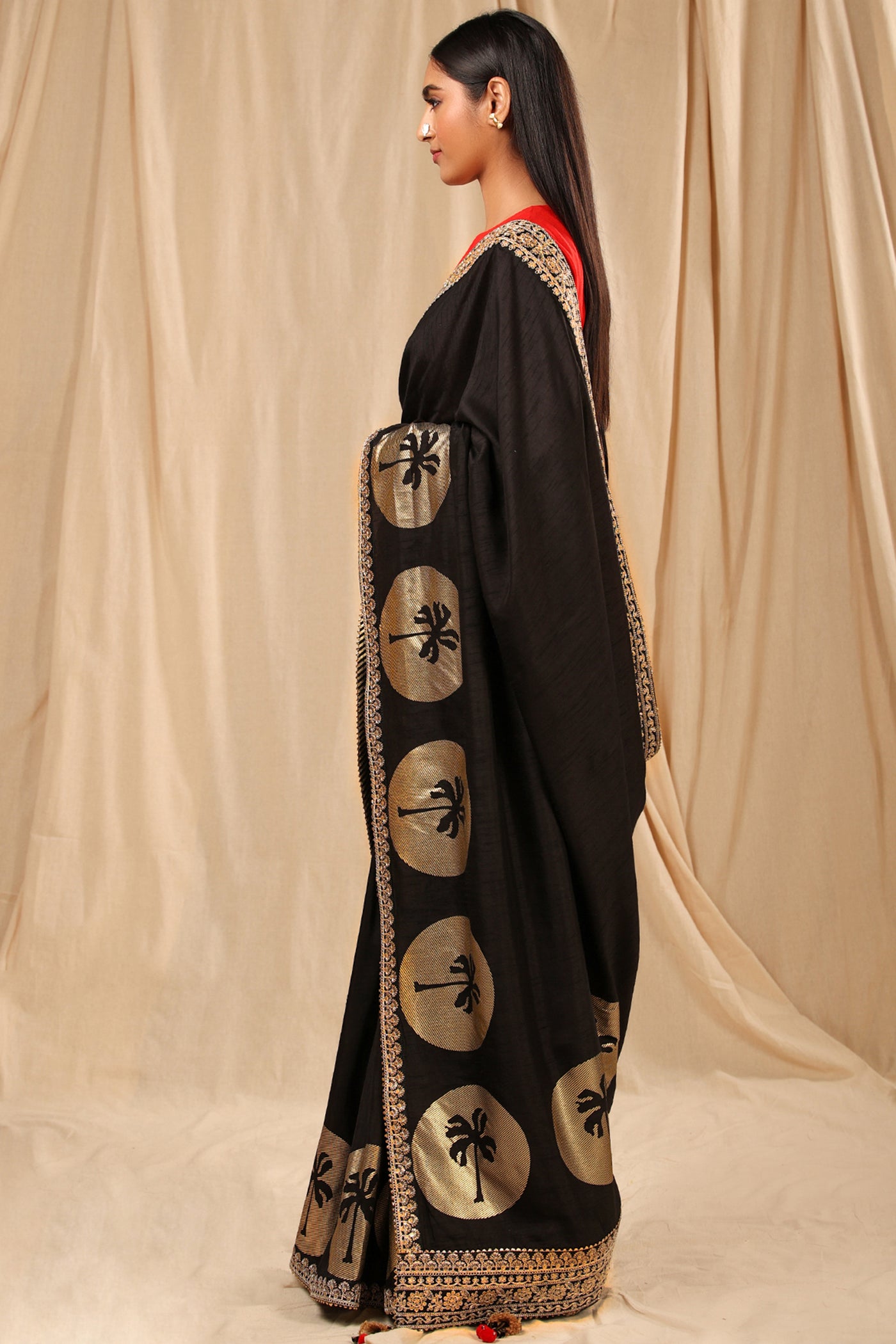 Masaba Black Coco Saree festive indian designer wear online shopping melange singapore