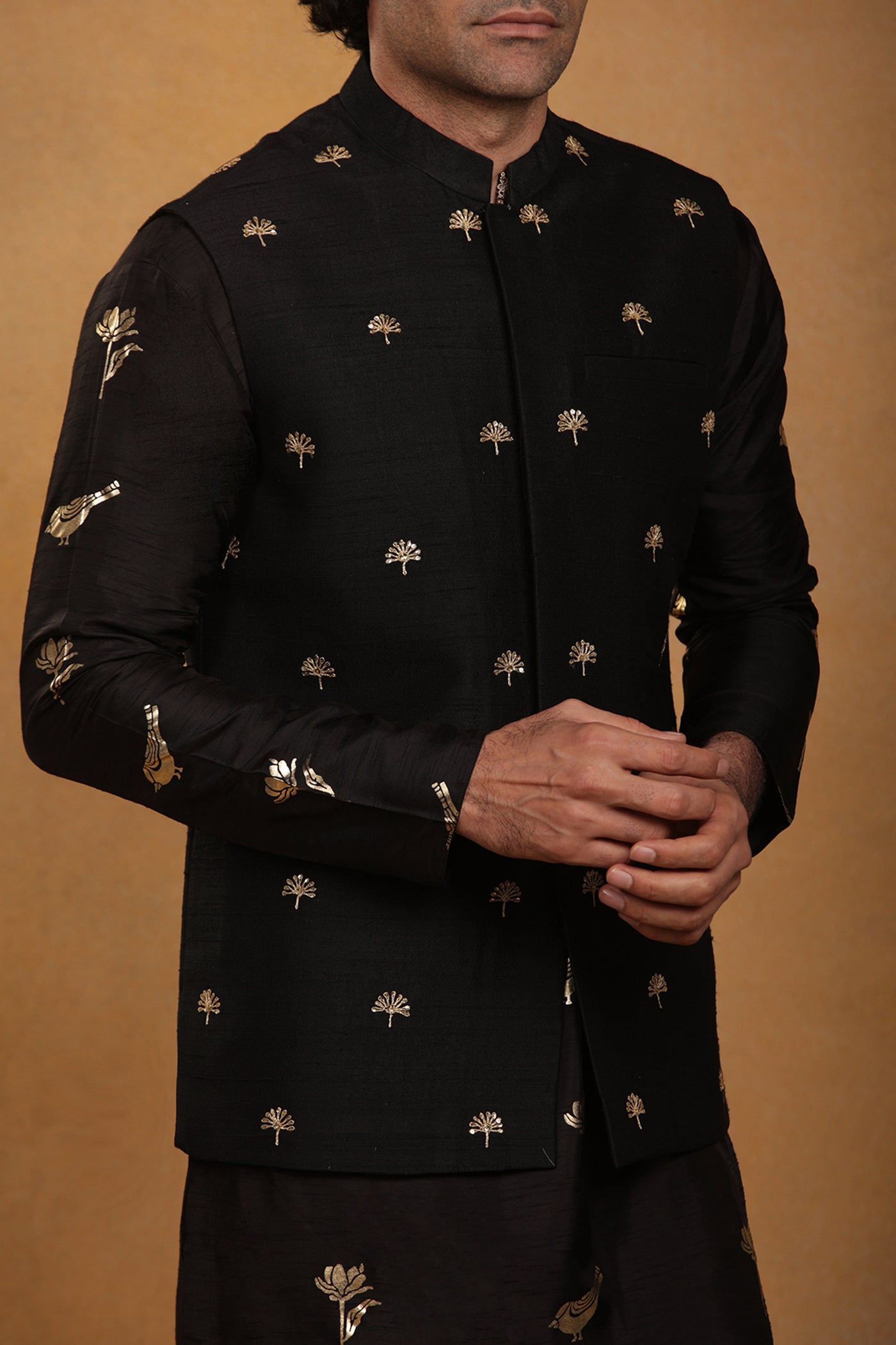 Masaba menswear Black Embroidered Bandi festive indian designer wear online shopping melange singapore