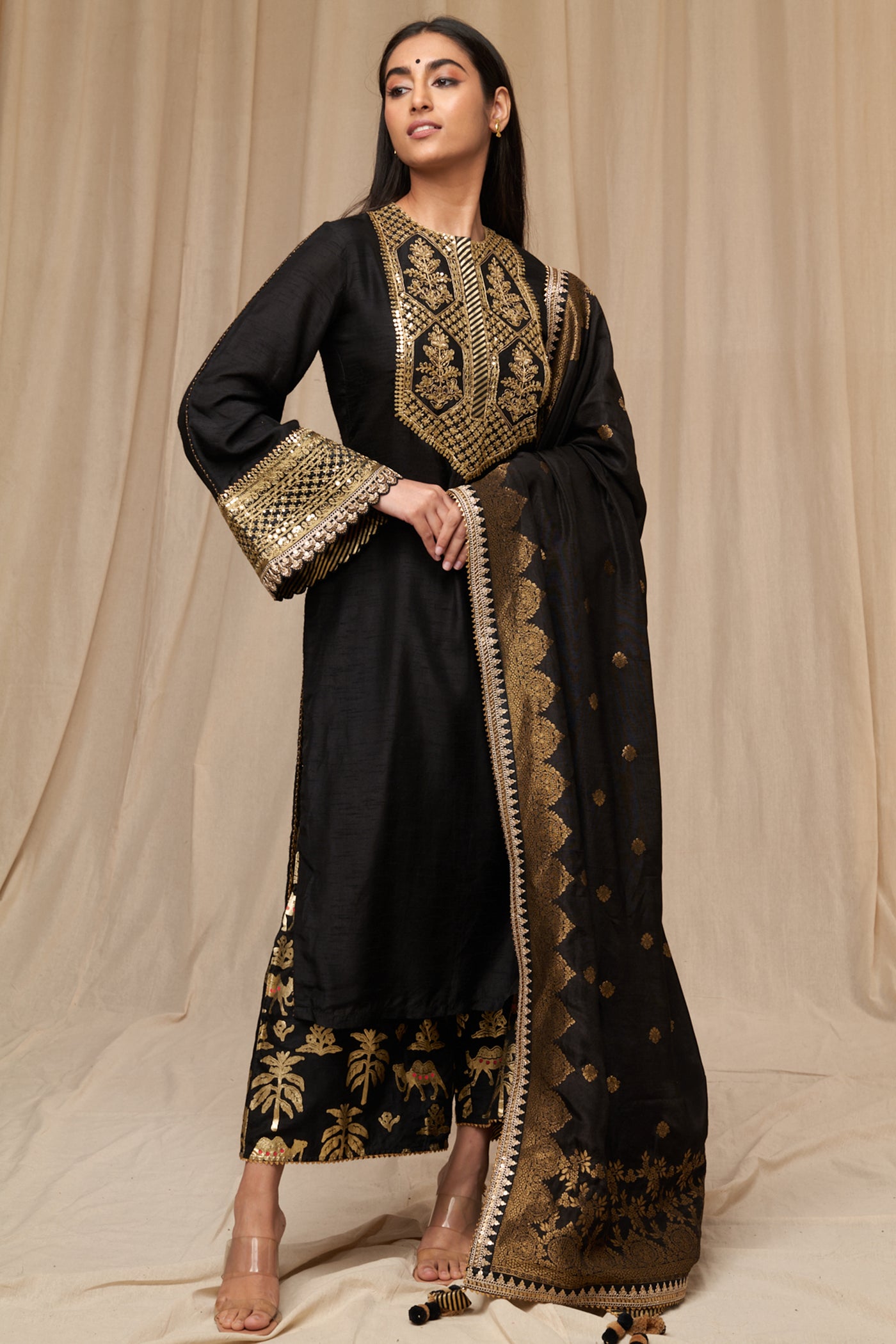 Masaba Black Oasis Culotte Set festive indian designer wear online shopping melange singapore