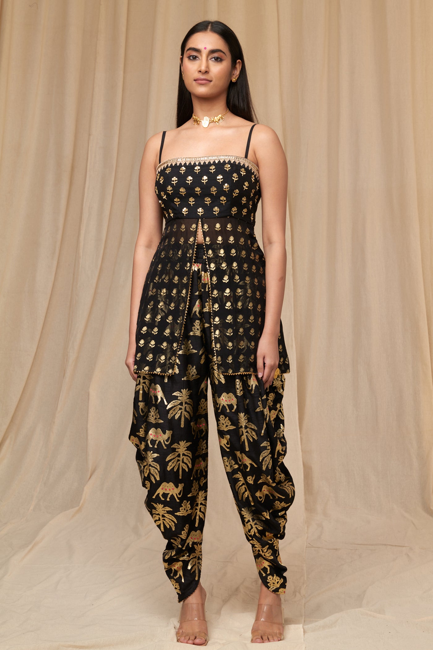 Masaba Black Oasis Dhoti Set festive indian designer wear online shopping melange singapore