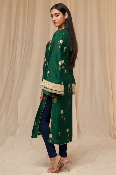 Masaba Bottle Green Buttercup Kurta festive indian designer wear online shopping melange singapore