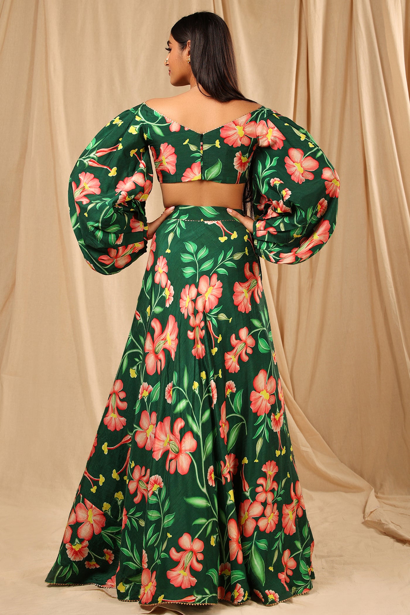 Masaba Bottle Green Queen Of The Night Lehenga Set festive fusion indian designer wear online shopping melange singapore