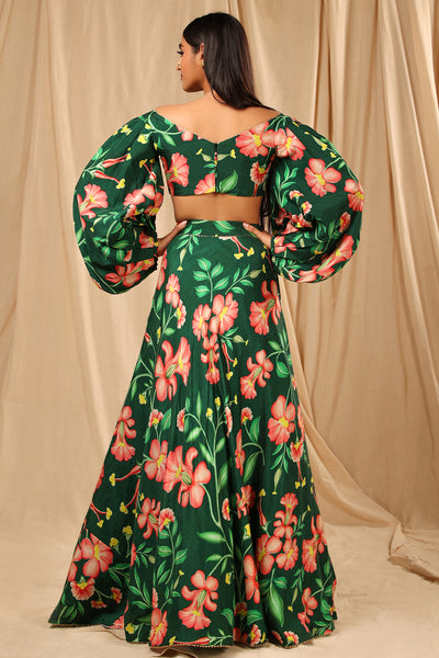 Masaba Bottle Green Queen Of The Night Lehenga Set festive fusion indian designer wear online shopping melange singapore