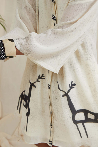 Masaba Deer In The Dark Shirt Dress ivory casual day indian designer wear online shopping melange singapore