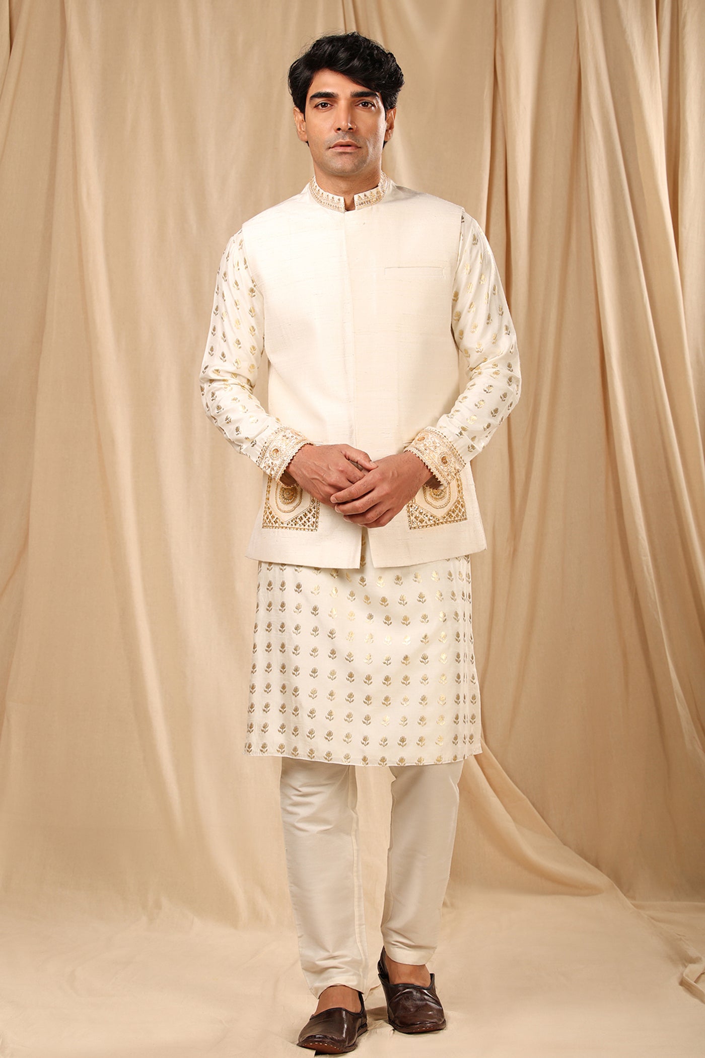 Masaba menswear Ivory Embroidered Bandi festive indian designer wear online shopping melange singapore