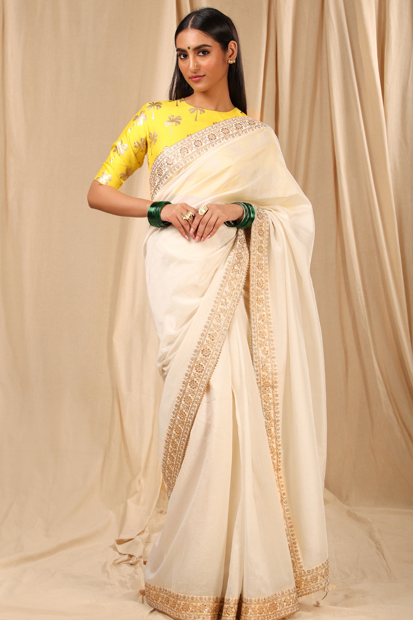 masaba Ivory Lily Saree festive indian designer wear online shopping melange singapore