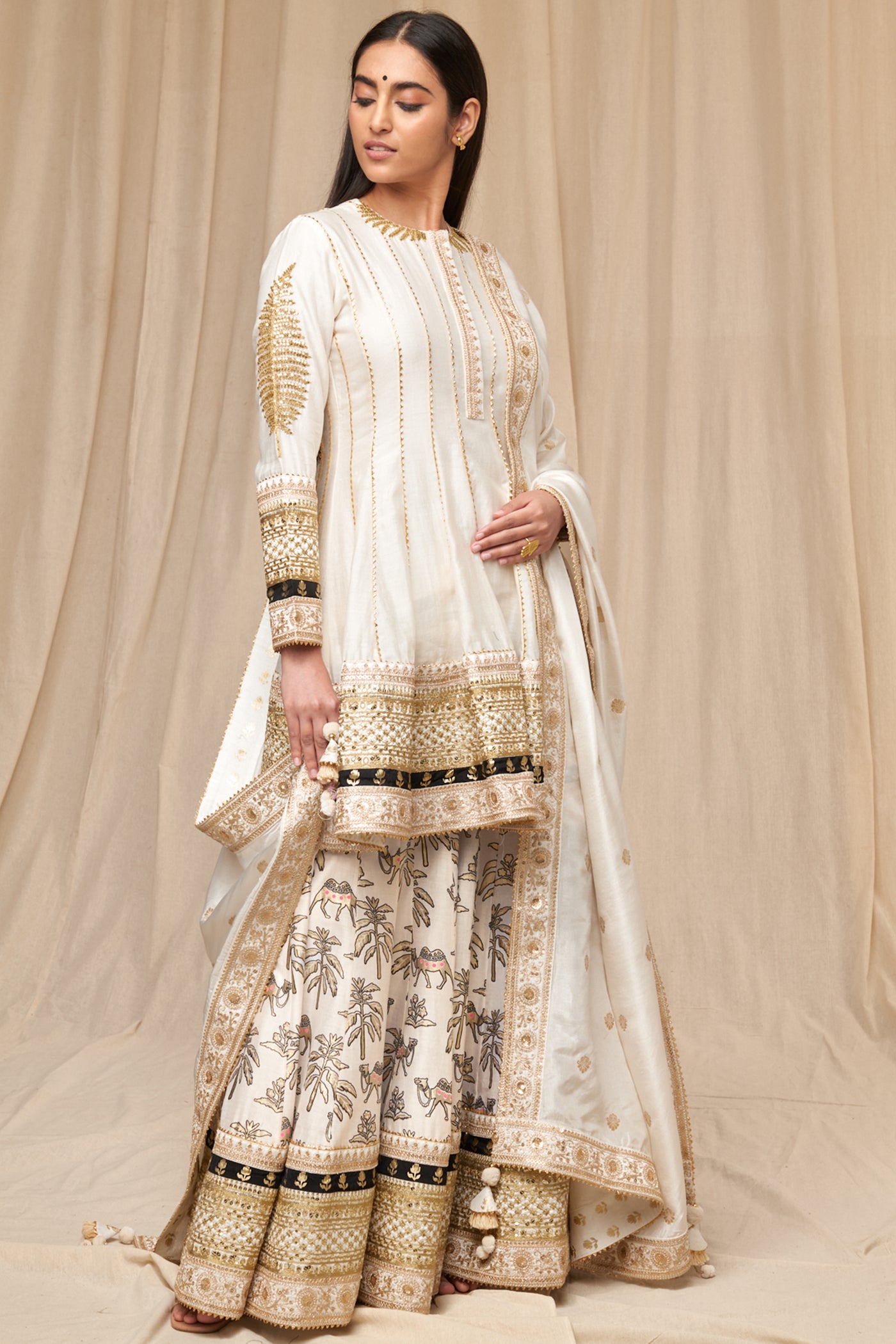 Masaba Ivory Oasis Sharara Set festive indian designer wear online shopping melange singapore