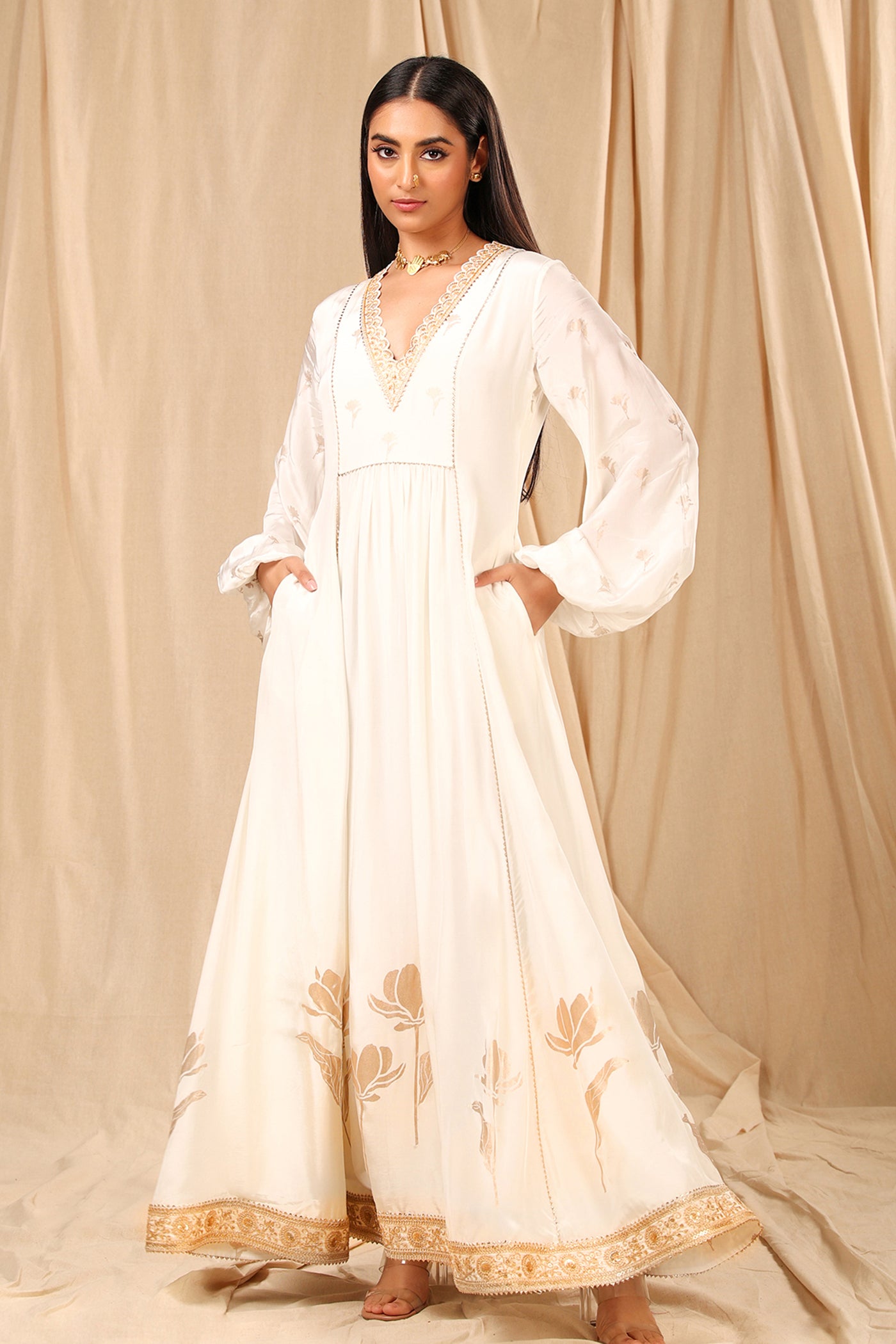 Masaba Ivory Wine Garden Kurta Dress festive indian designer wear online shopping melange singapore