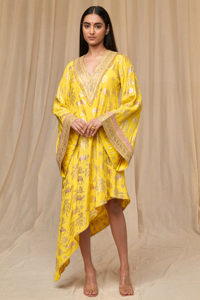 Masaba Lemon Yellow Oasis Kaftan festive indian designer wear online shopping melange singapore