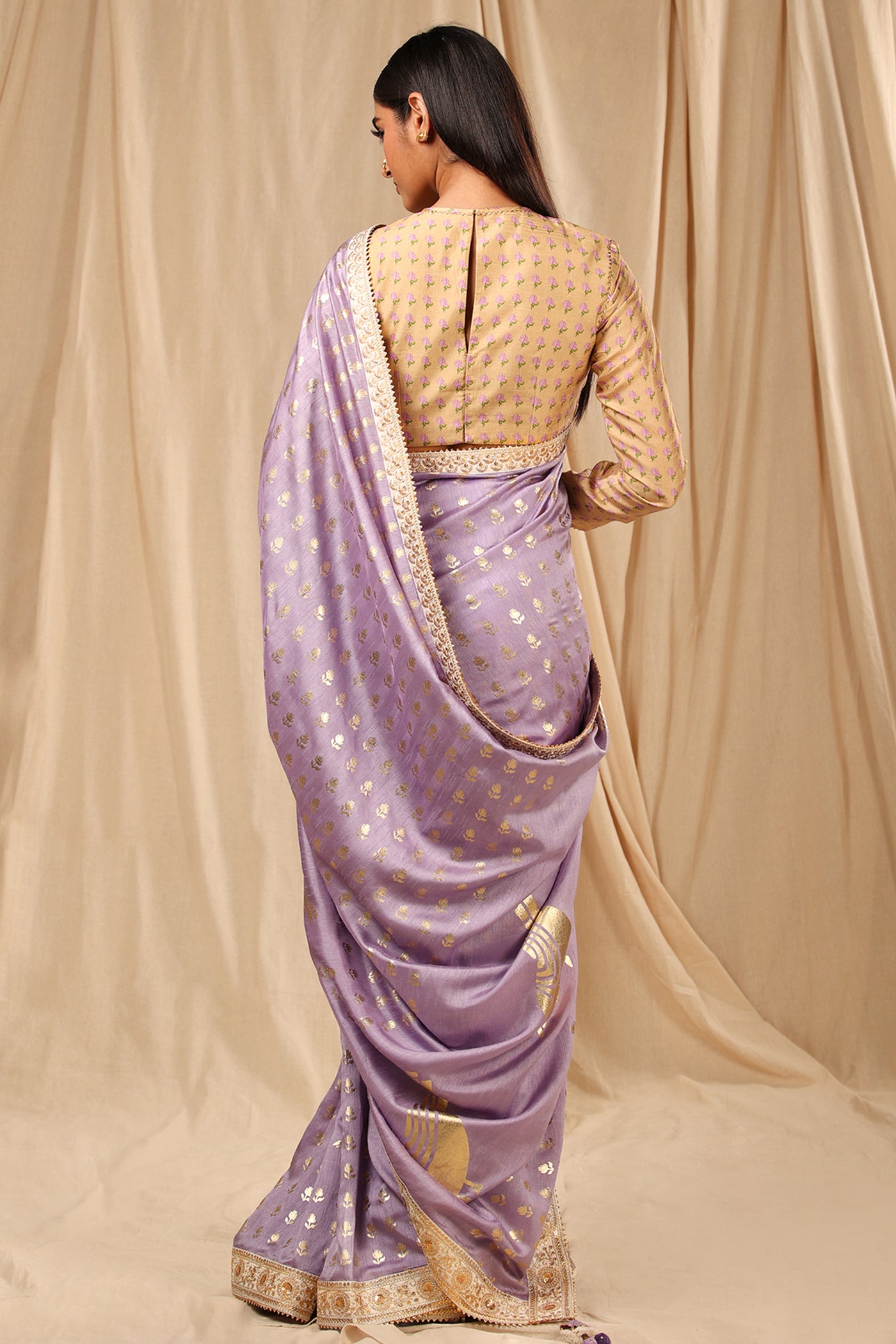 Masaba Lilac Lovebird In The Garden Saree festive indian designer wear online shopping melange singapore