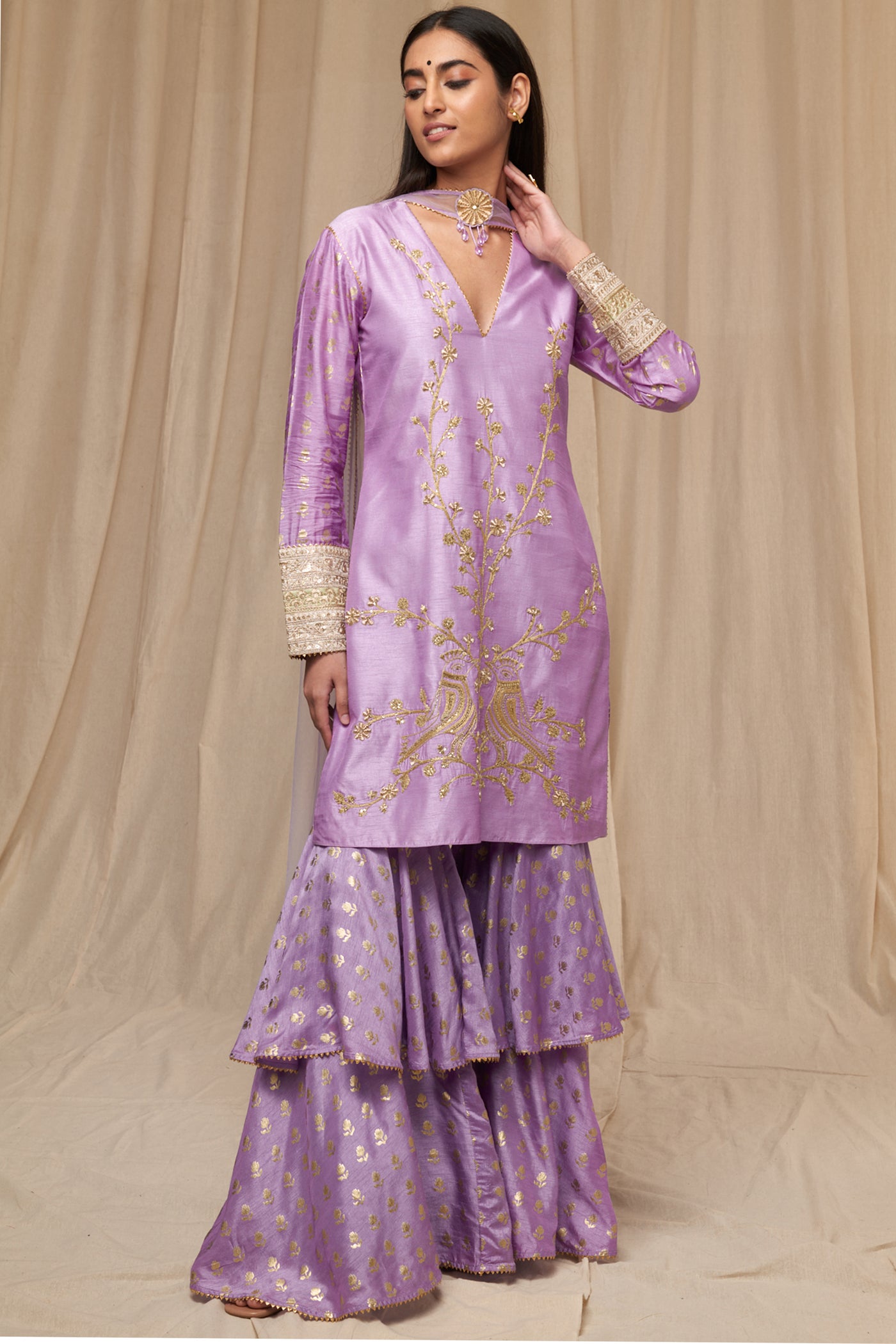 Masaba Lilac Wallflower Garara Set festive indian designer wear online shopping melange singapore