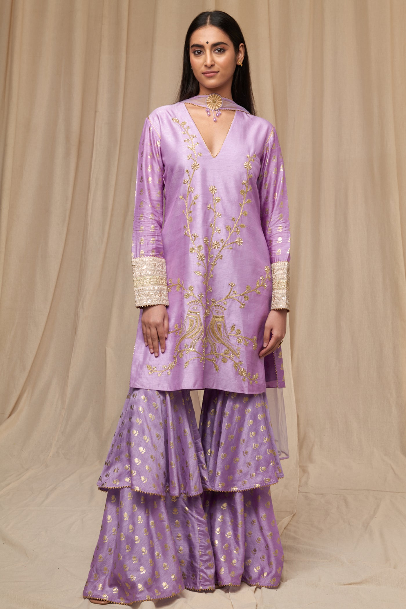 Masaba Lilac Wallflower Garara Set festive indian designer wear online shopping melange singapore