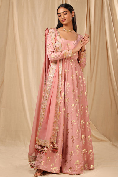 Masbaa Mauve Periwinkle Scoop neck Anarkali festive indian designer wear online shopping melange singapore