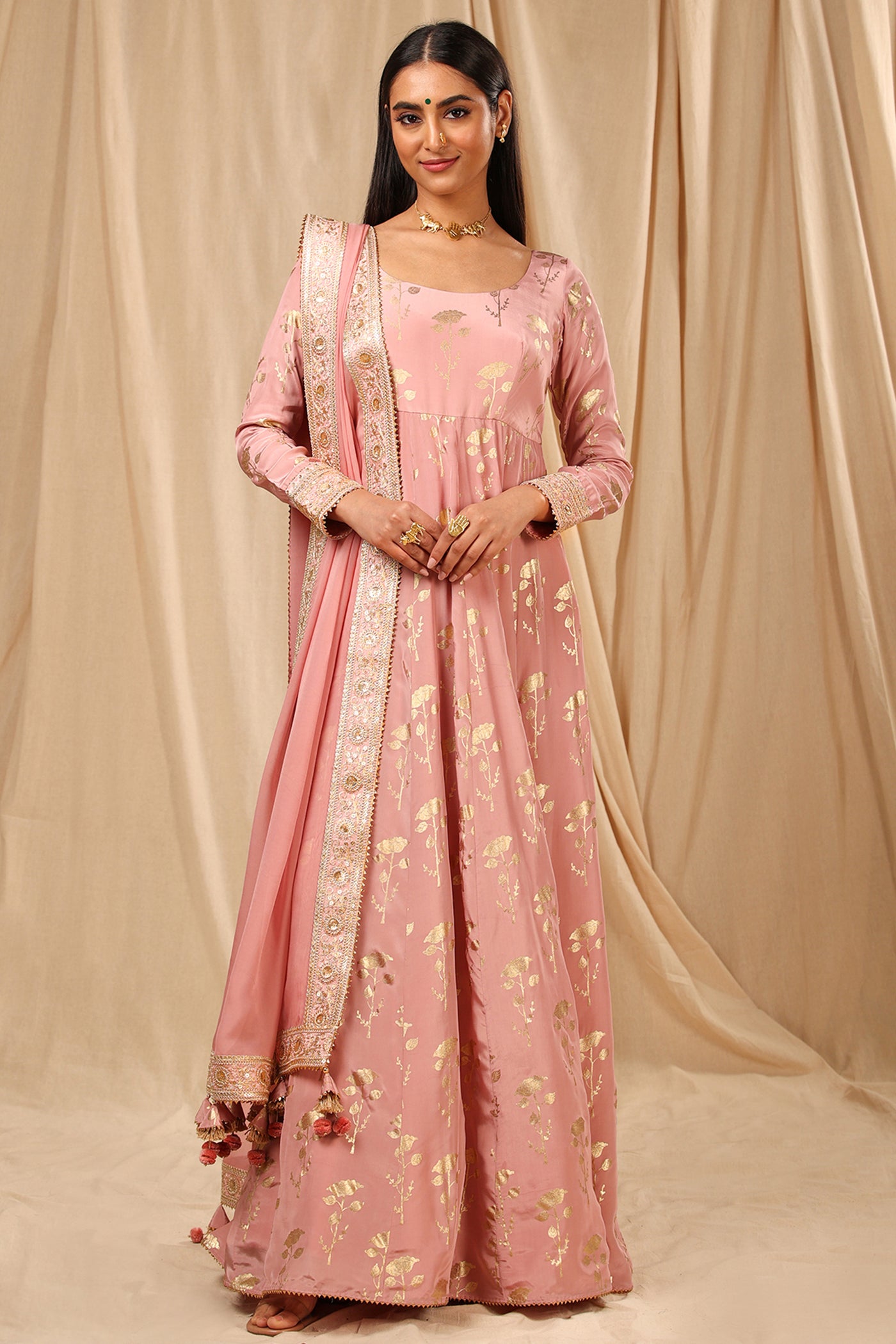 Masbaa Mauve Periwinkle Scoop neck Anarkali festive indian designer wear online shopping melange singapore