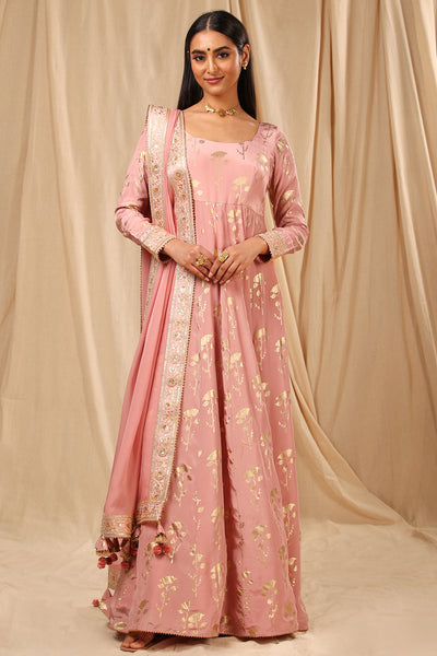 Masbaa Mauve Periwinkle Scoop neck Anarkali festive indian designer wear online shopping melange singapore