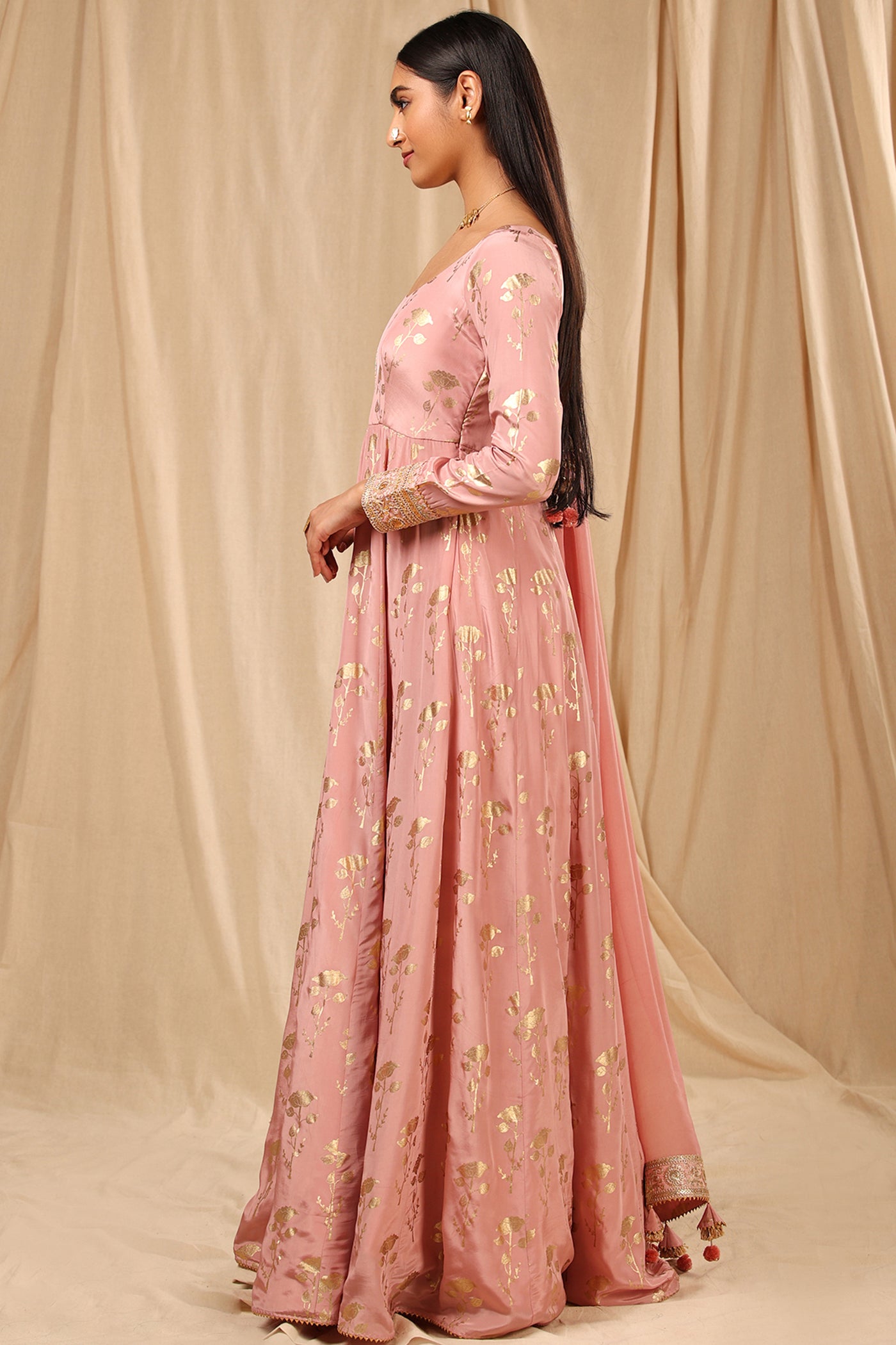 Masbaa Mauve Periwinkle Scoop neck Anarkali festive indian designer wear online shopping melange singapore