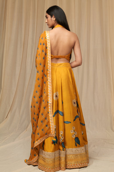 Masaba Mustard Spring Blossom Lehenga Set festive indian designer wear online shopping melange singapore