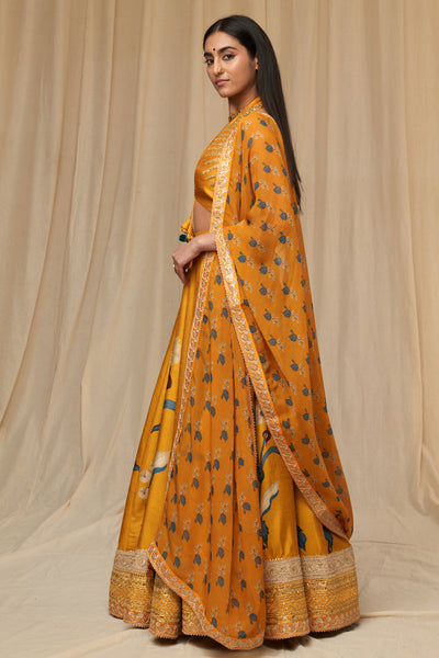 Masaba Mustard Spring Blossom Lehenga Set festive indian designer wear online shopping melange singapore