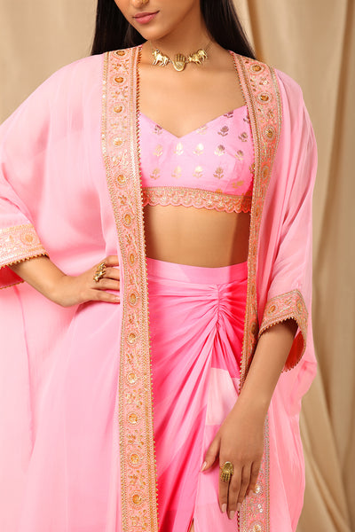 Masaba Pink Sorbet Cape Set festive fusion indian designer wear online shopping melange singapore