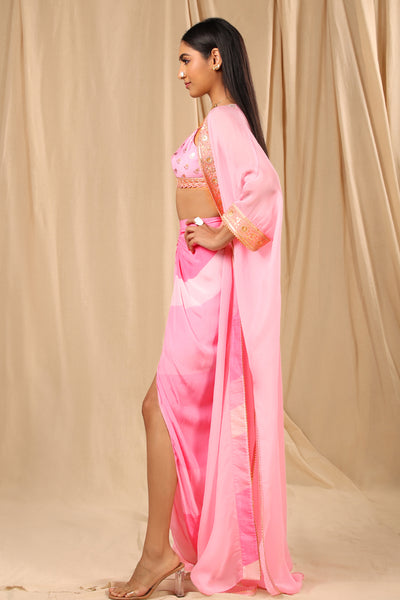 Masaba Pink Sorbet Cape Set festive fusion indian designer wear online shopping melange singapore