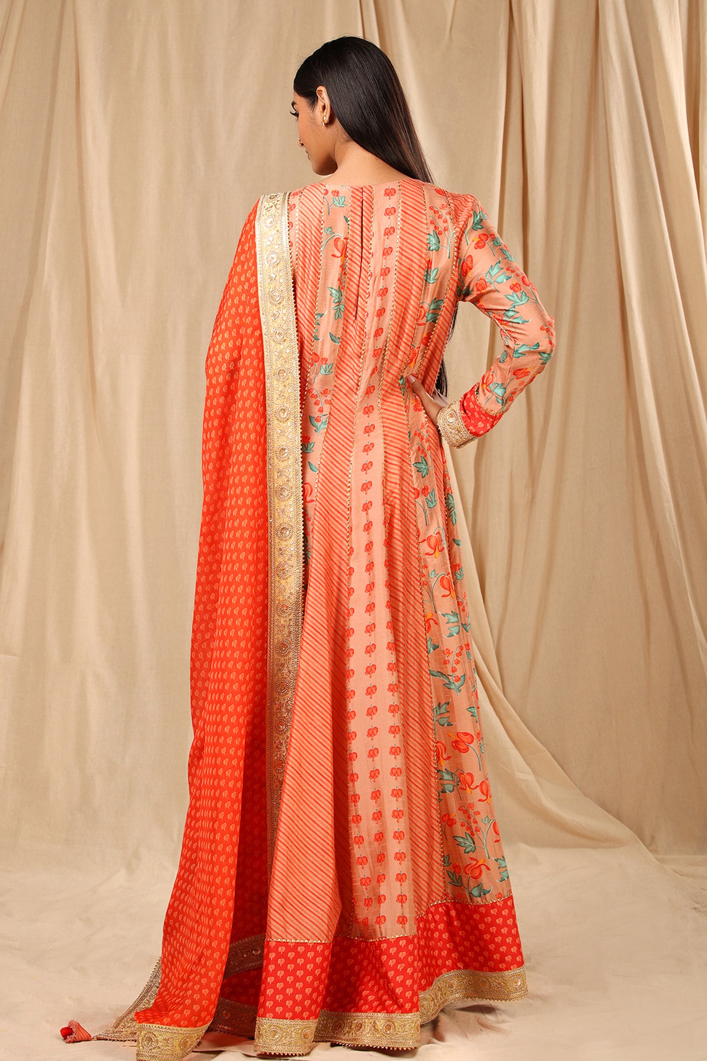 Masaba Peach Love In The Mist Anarkali Set festive indian designer wear online shopping melange singapore