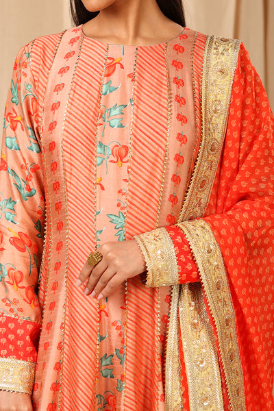 Masaba Peach Love In The Mist Anarkali Set festive indian designer wear online shopping melange singapore