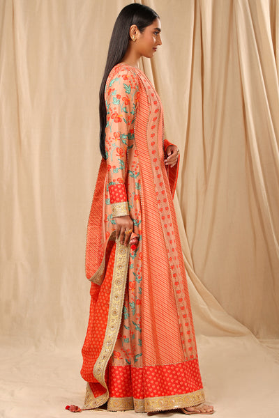 Masaba Peach Love In The Mist Anarkali Set festive indian designer wear online shopping melange singapore