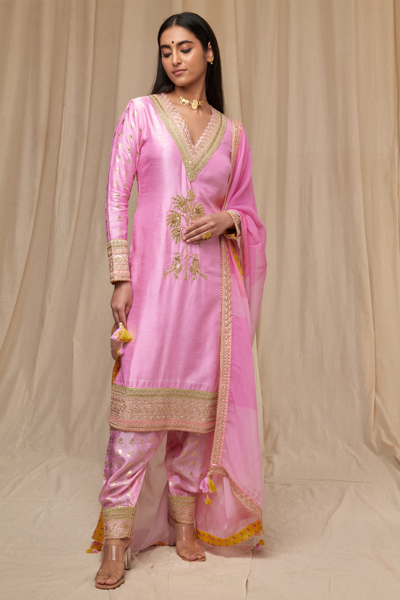 Masaba Pink Wallflower Salwar Set festive indian designer wear online shopping melange singapore
