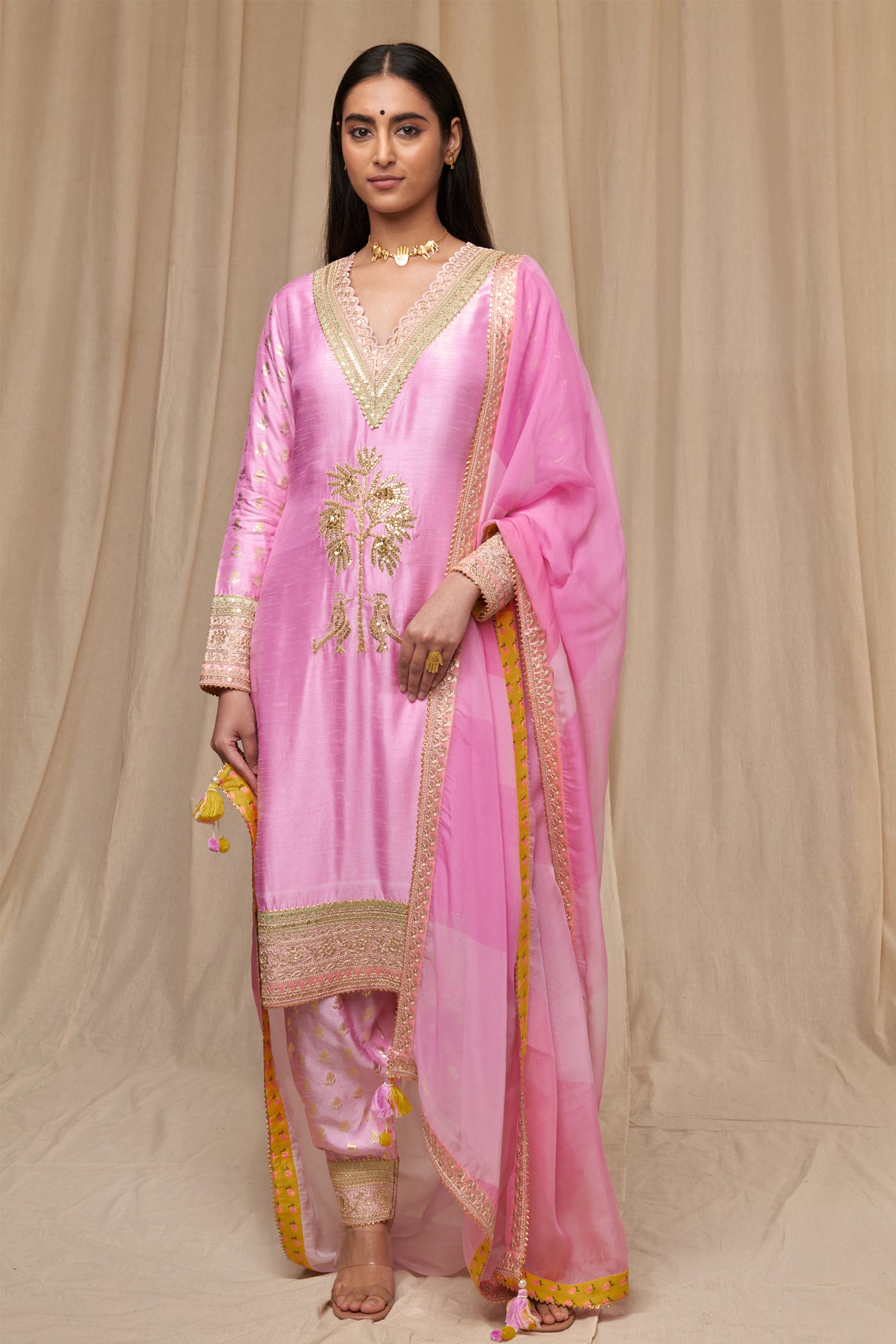 Masaba Pink Wallflower Salwar Set festive indian designer wear online shopping melange singapore